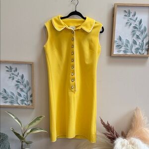 Chic Yellow Button-Front Midi Dress